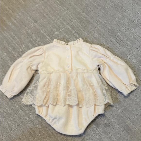 Gorgeous Handmade Cream Lace Baby Romper - Picture 4 of 5